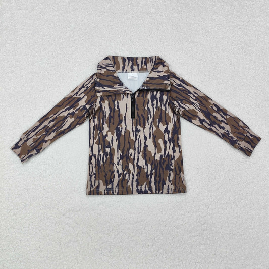 boy camo half zip pullover