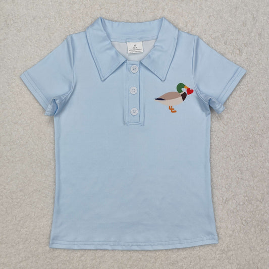 duck heart print blue polo t-shirt boys top