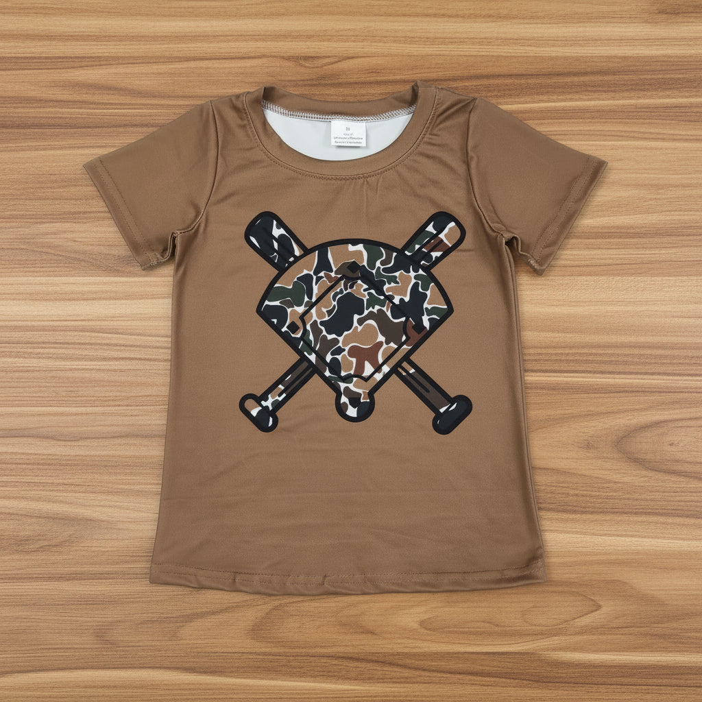 camo baseball tee t-shirt boy summer tops