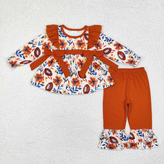 floral football pants set bow outfit