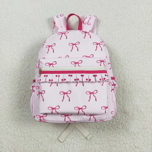 pink bows print children backpack girls bag