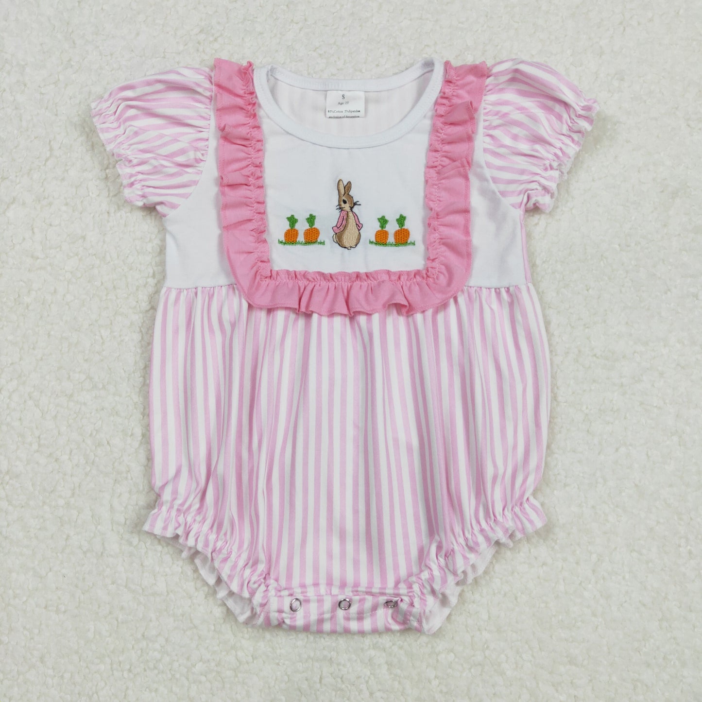 carrot bunny pink stripes embroidery bubble
