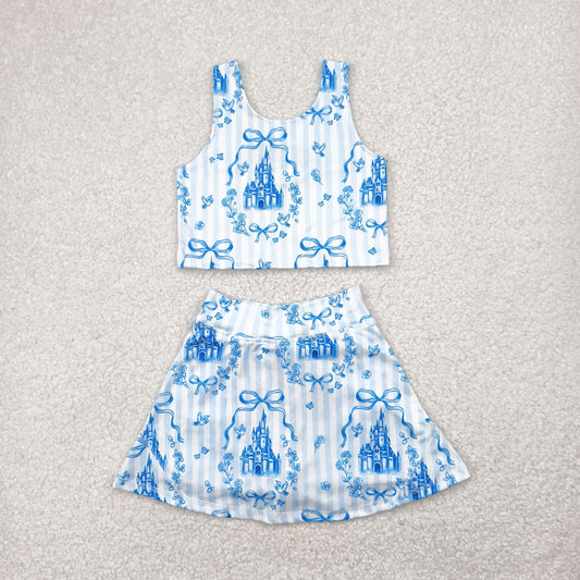 blue castle two pieces athletic skort dress set