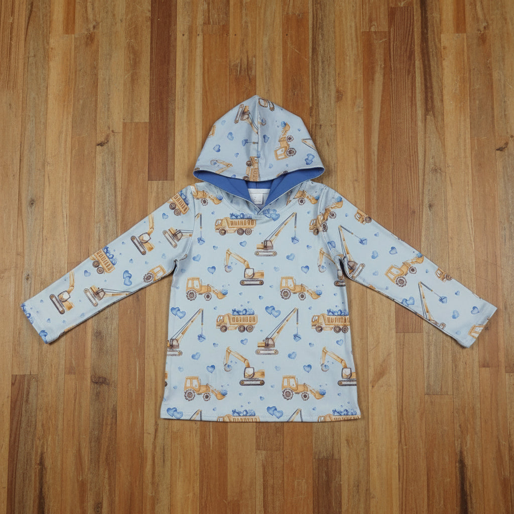 blue heart constructions boy hoodie for valentine's day
