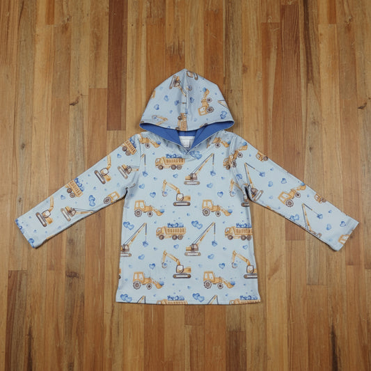 blue heart constructions boy hoodie for valentine's day
