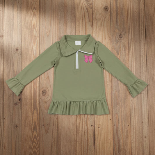 pink coquette embroidery girl zip pullover