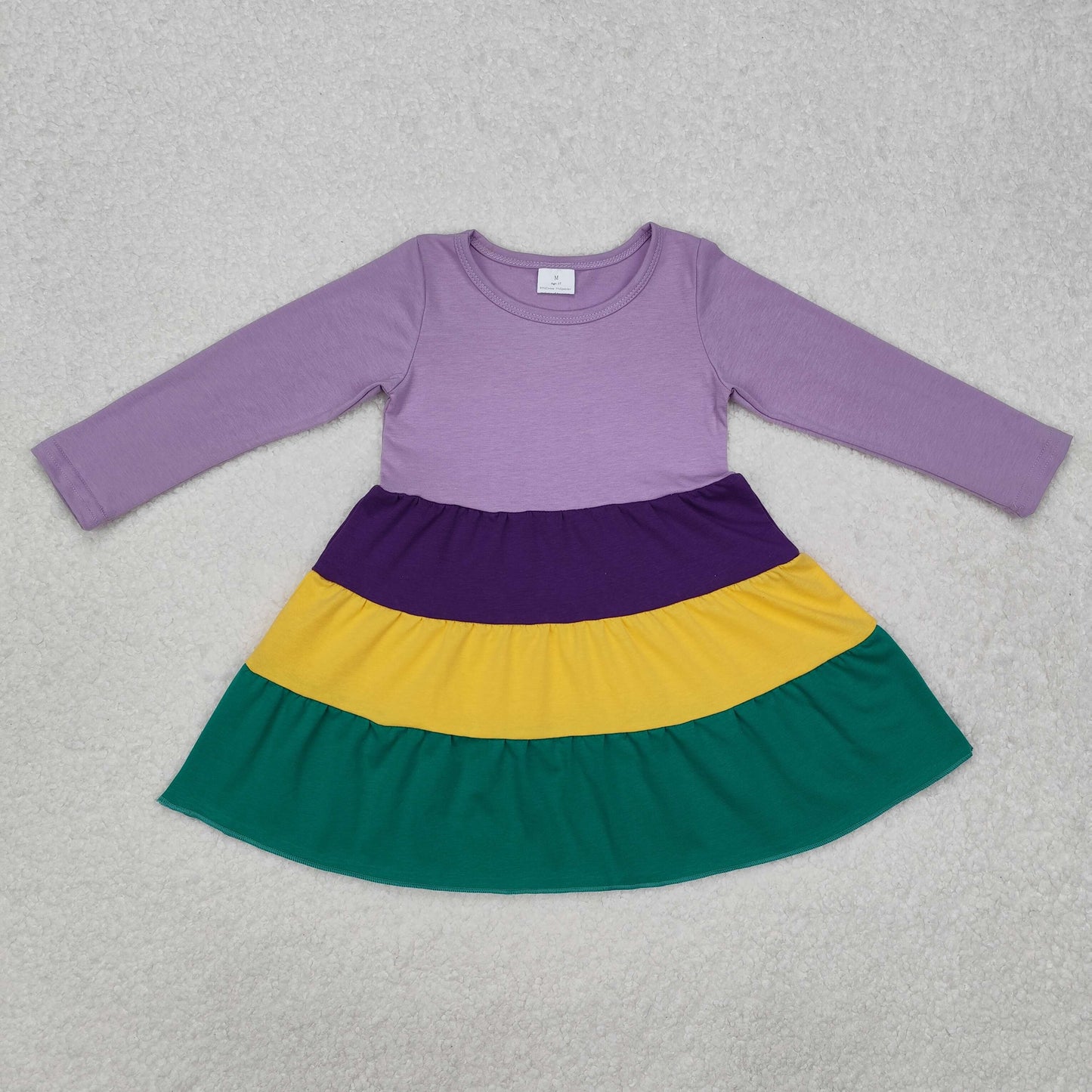 Mardi Gras coton purple yellow green twirl dress