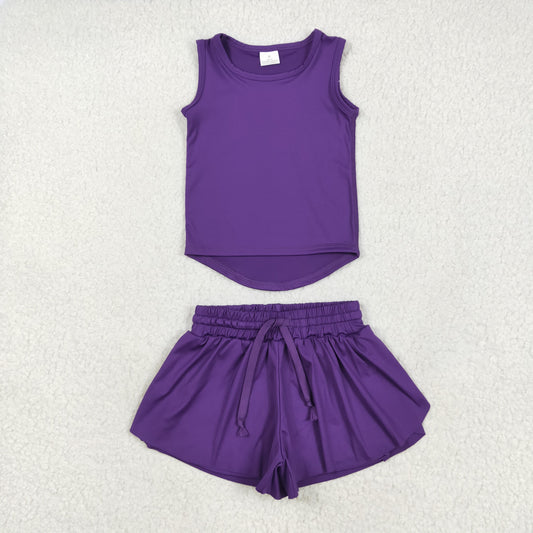 purple tank athletic skort set