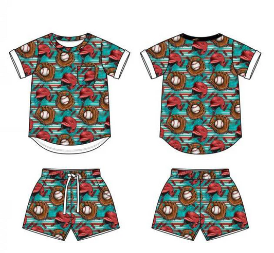 TAT 5-6 weeks MOQ 3 Little Slugger Baseball Pocket Tee & Short Set