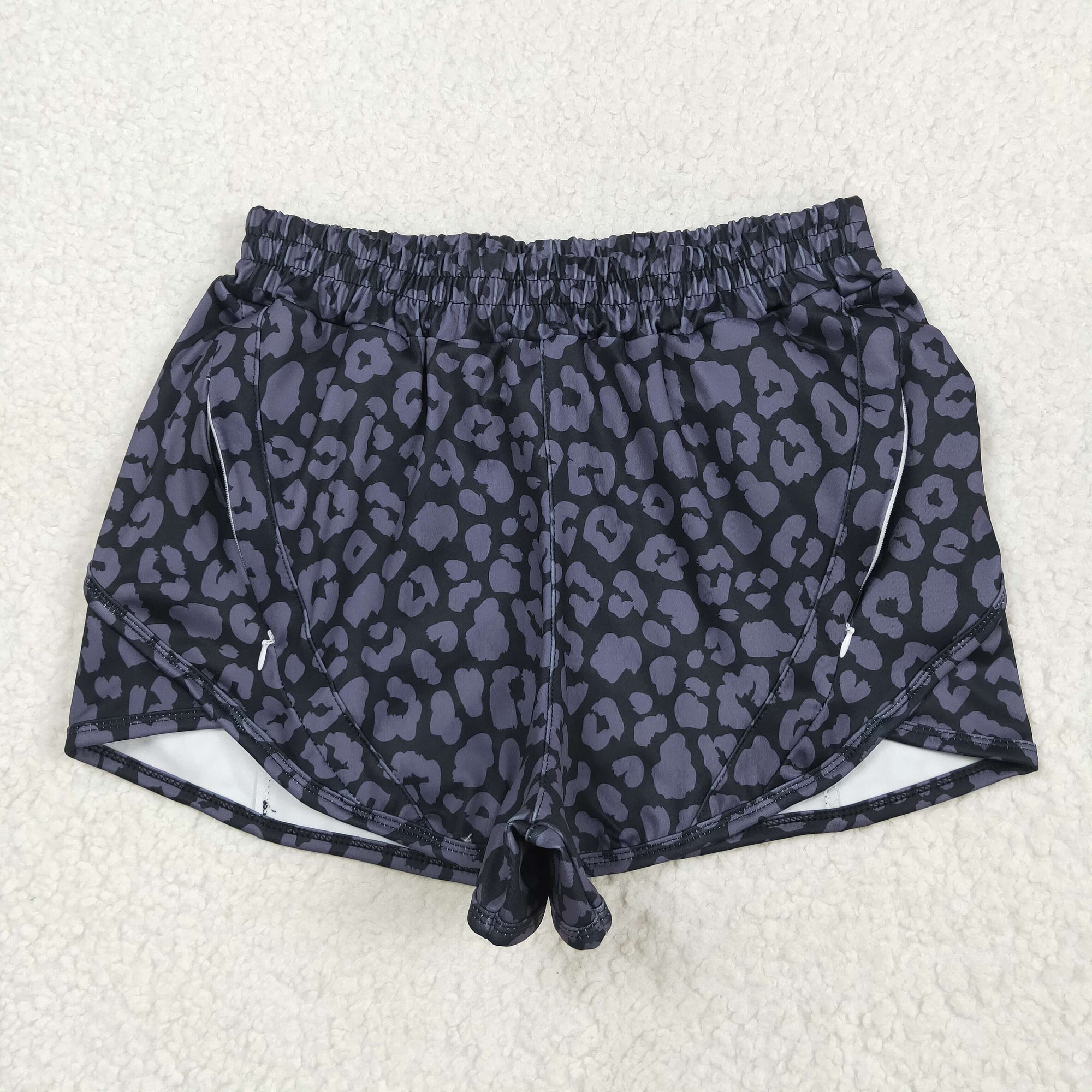 gray leopard athletic woman shorts
