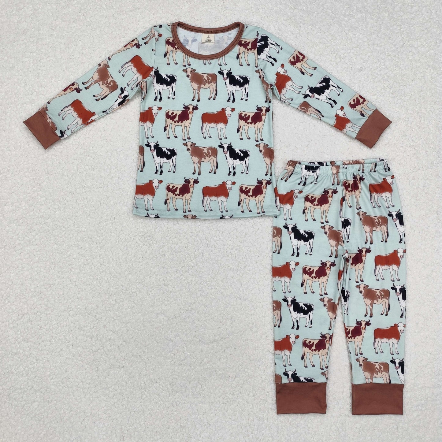 western cow print boys bamboo pajama set