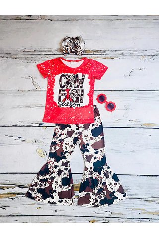 "CRAW FISH SEASON" red & cowhide 2pc set
