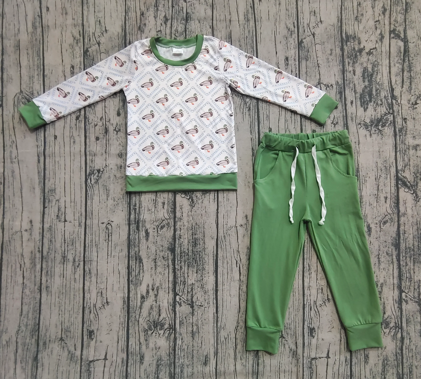 duck pullovers green jogger set boys outfit