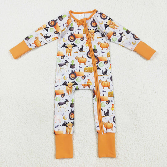 long sleeve Halloween farm animal zip sleeper