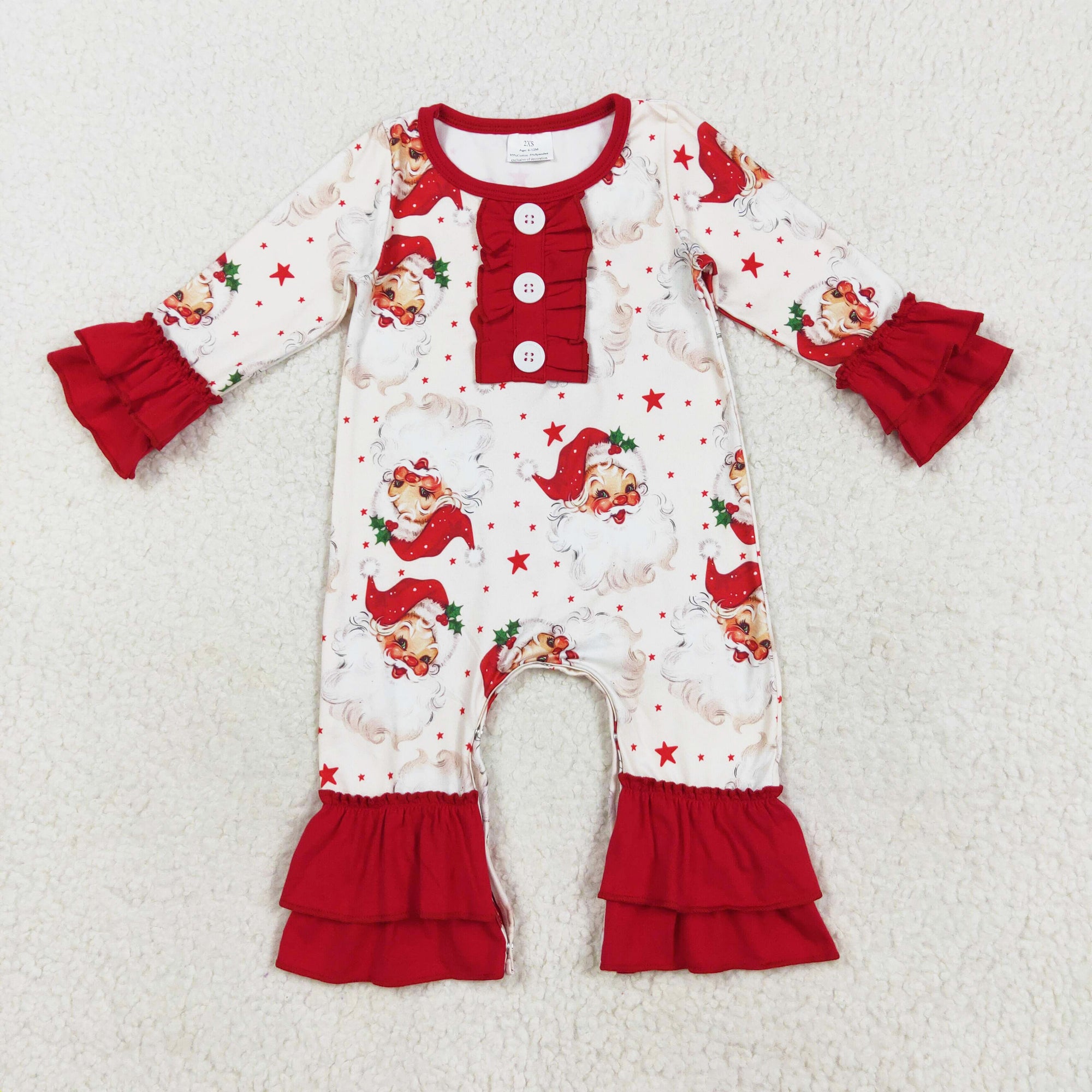 Christmas santa print ruffle romper