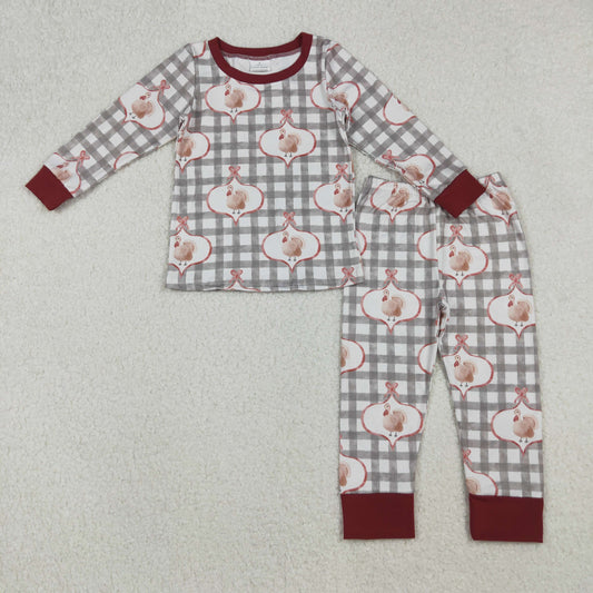grey plaid turkey print thanksgiving day baby boy pajama
