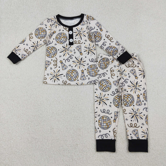 happy new year black gold boy pajama set