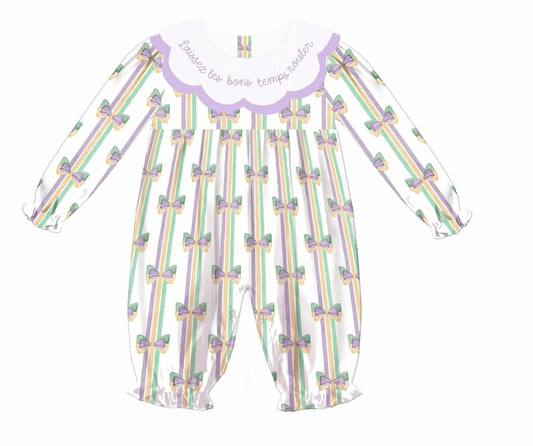 MOQ 8 TAT 6-8 weeks Let the Good Times Roll mardi gras coquette romper