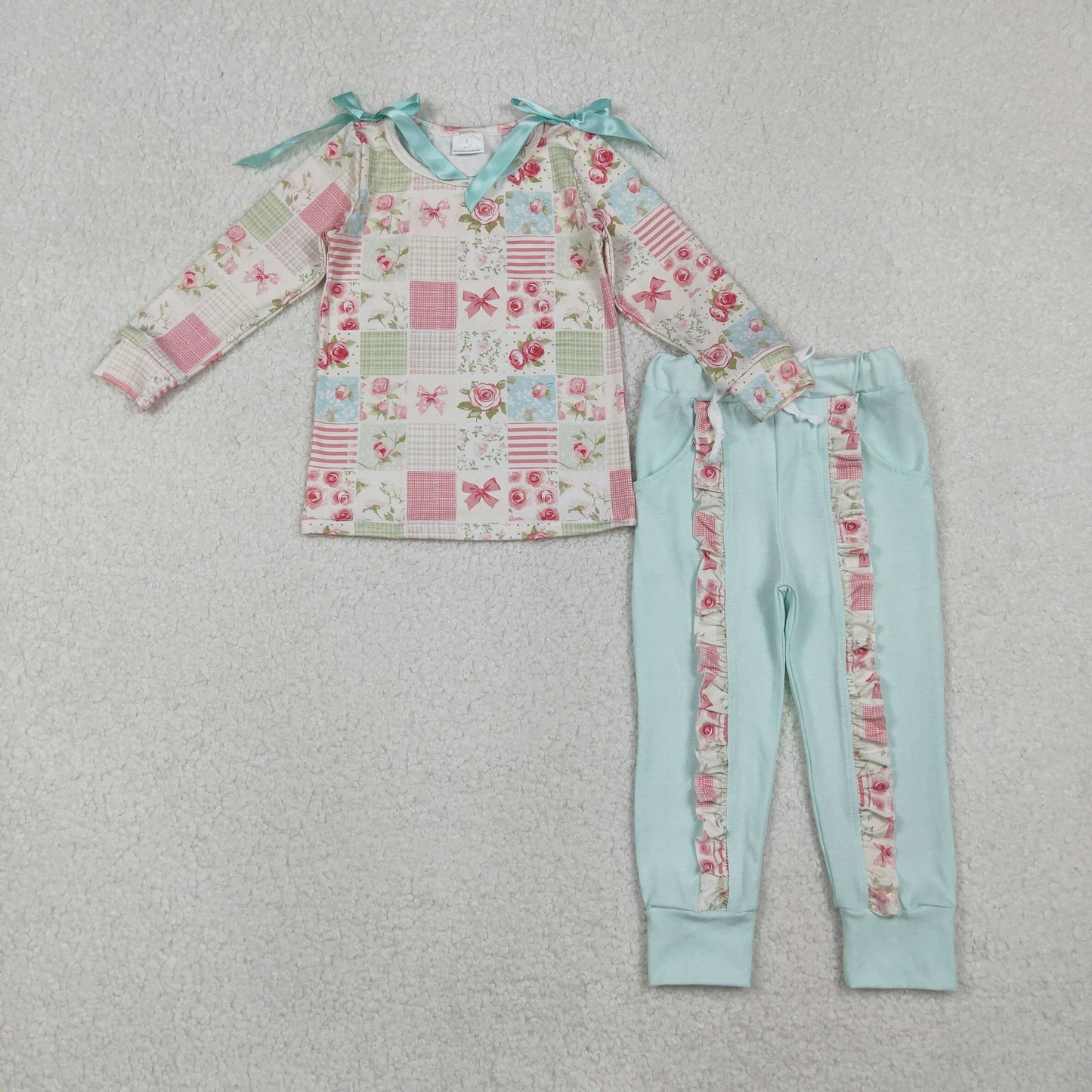 flower patchwork jogger set girl outfit
