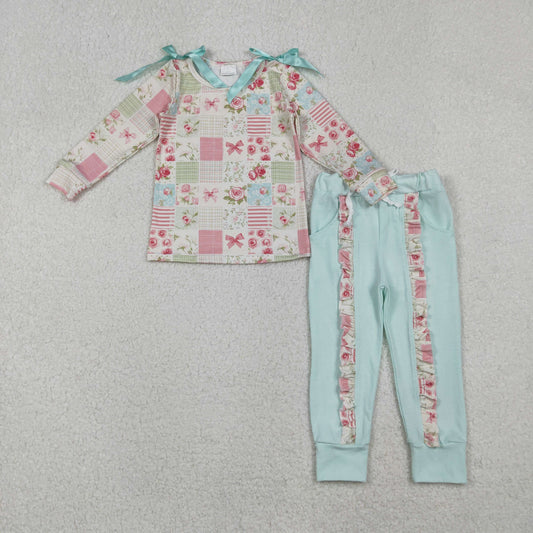 flower patchwork jogger set girl outfit