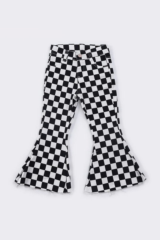 black checkered denim pants girls  jeans