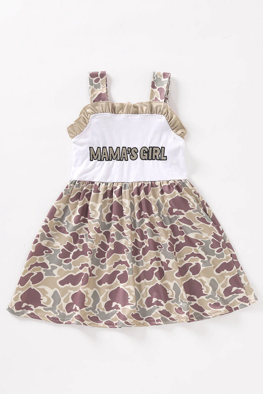 camo mama's girl embroidery dress girl dresses