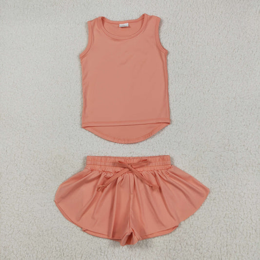 peach tank athletic skort shorts set