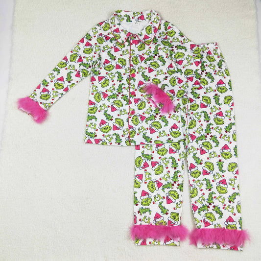 mommy and me adult women gri*ch button pajama set