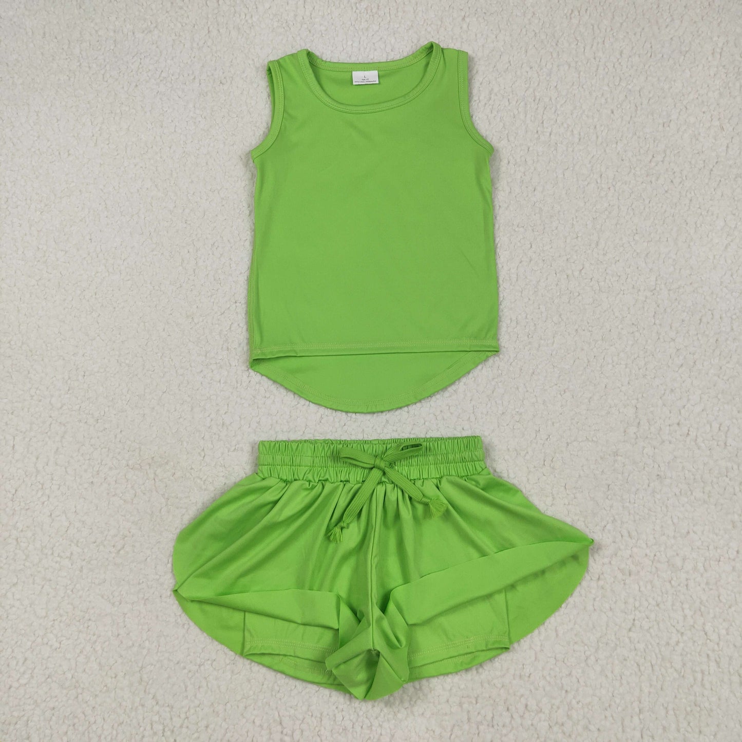 green tank athletic shorts set yoga outfit