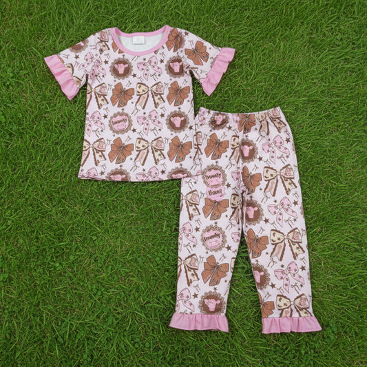 short sleeve cowgirl coquette pajama set kids clothes