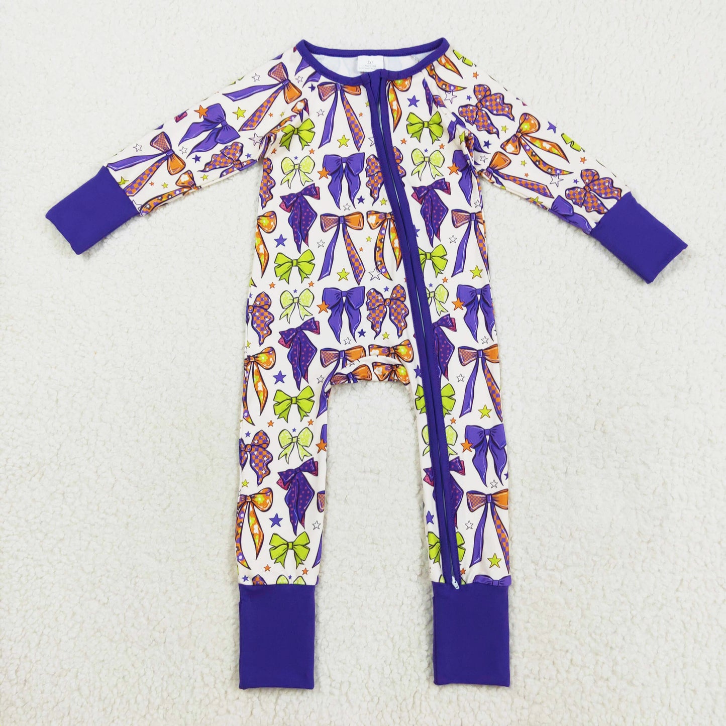 Purple Halloween Bows Girls Sibling Pajamas