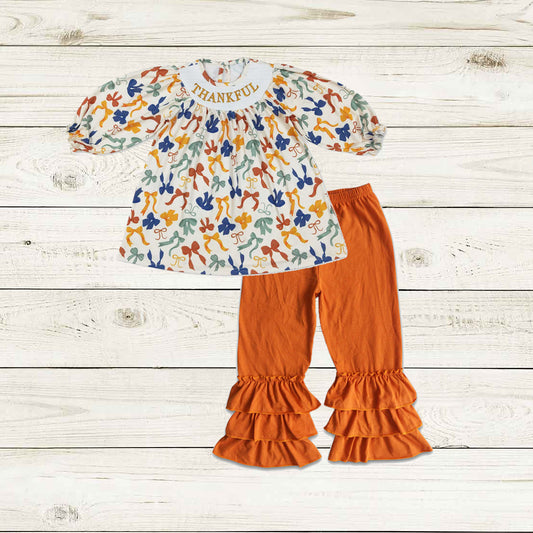 thankful smock dress top ruffle pants set