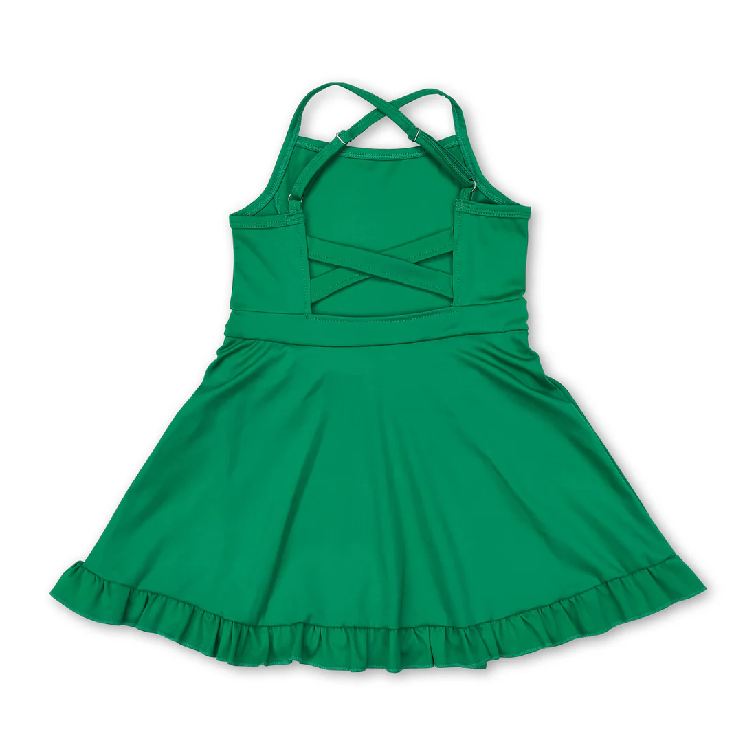 green strap ruffle baby girls summer active wear athletic dress