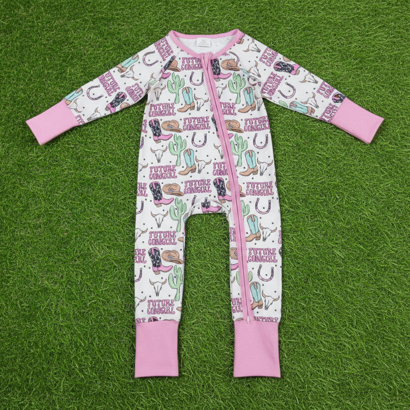future cowgirl western baby girl zipper sleeper pajama