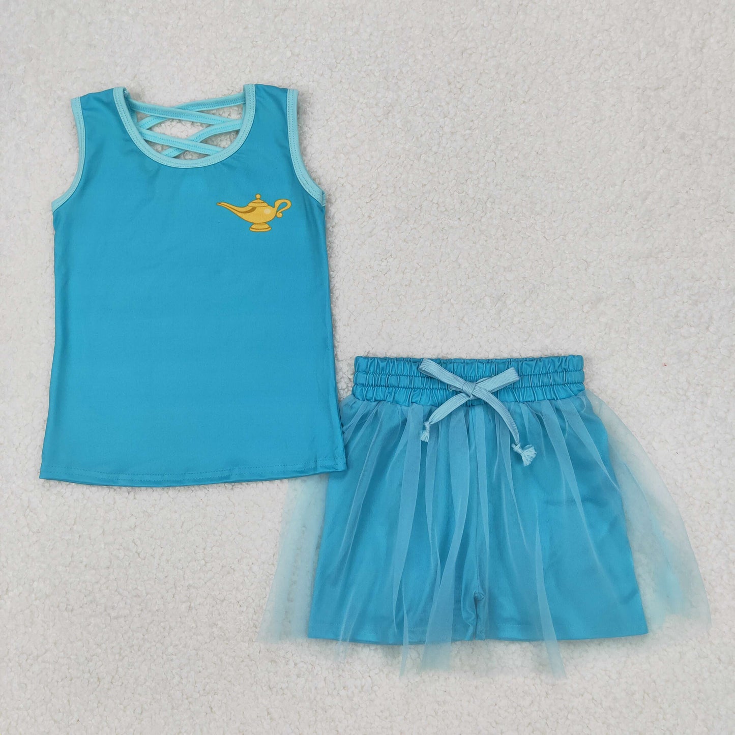 princess tank top tulle shorts set girls clothing