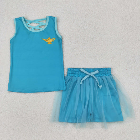 princess tank top tulle shorts set girls clothing