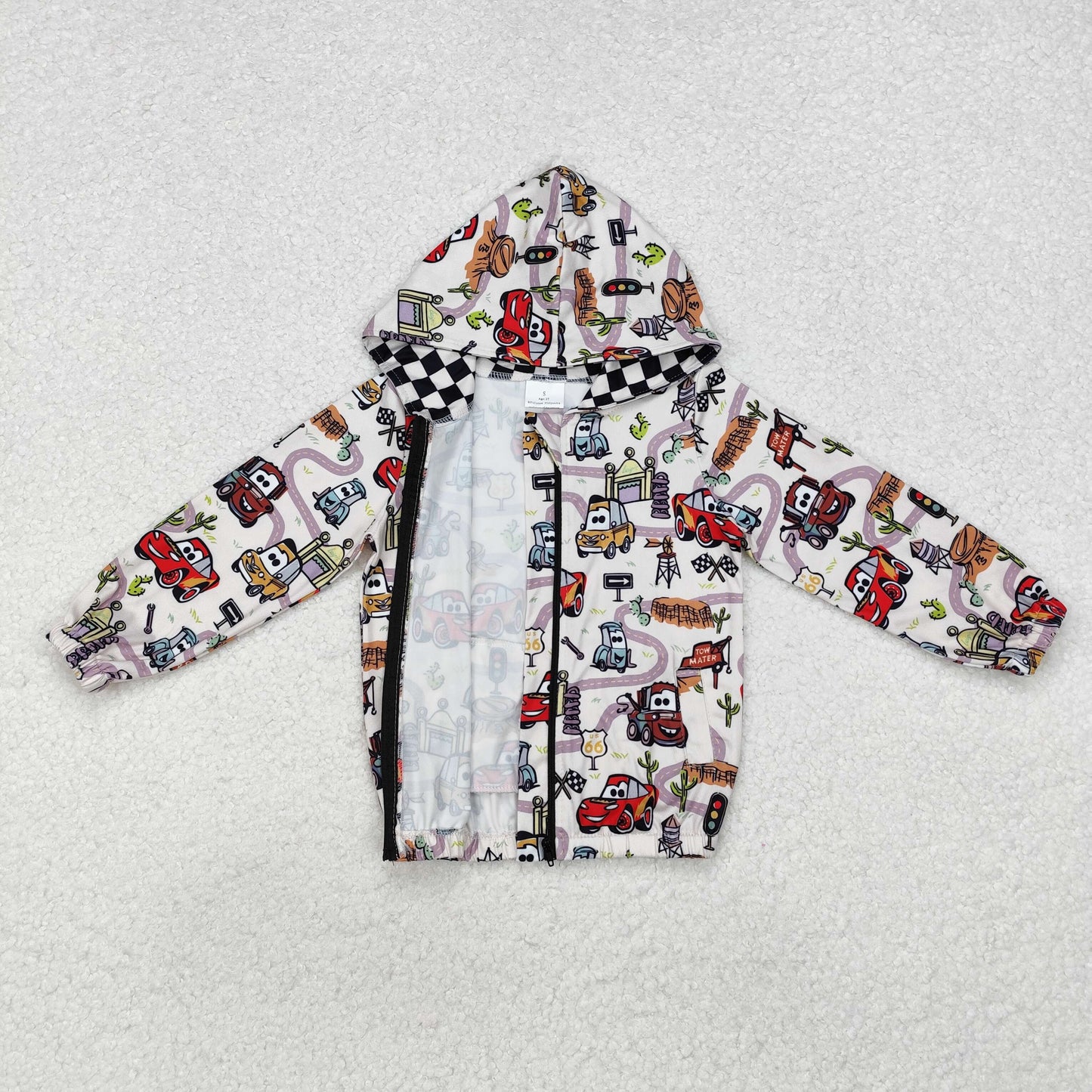 racing car print zip hoodie jacket