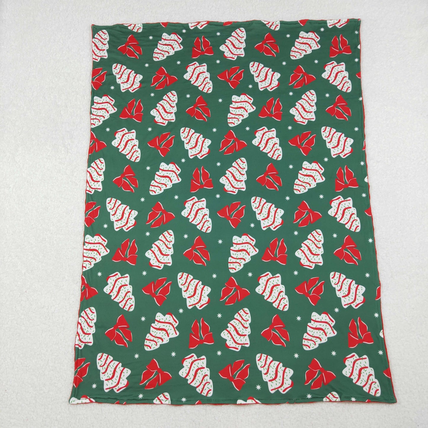 red bow and christmas tree cake baby blanket