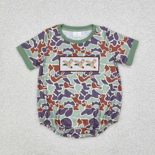 baby boy camo duck embroidery bubble