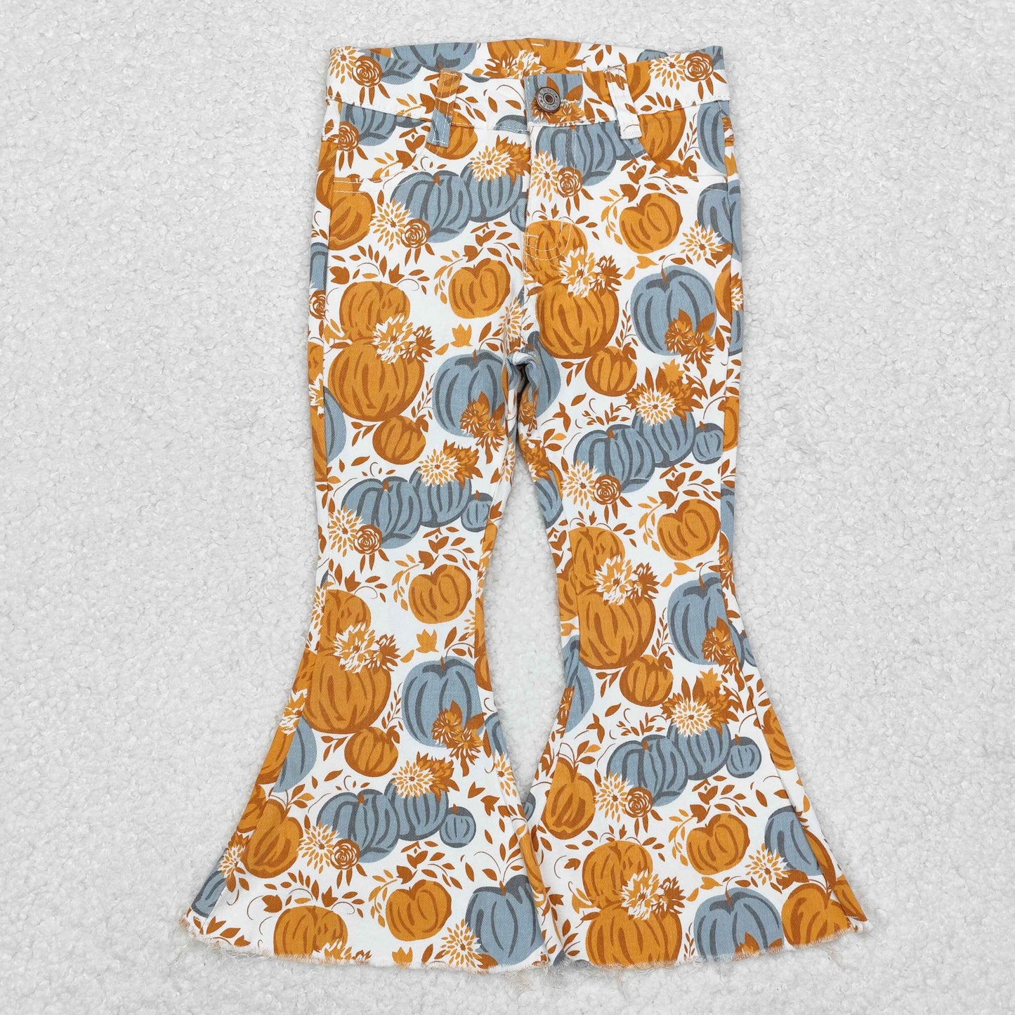 pumpkin print denim pants girls  jeans