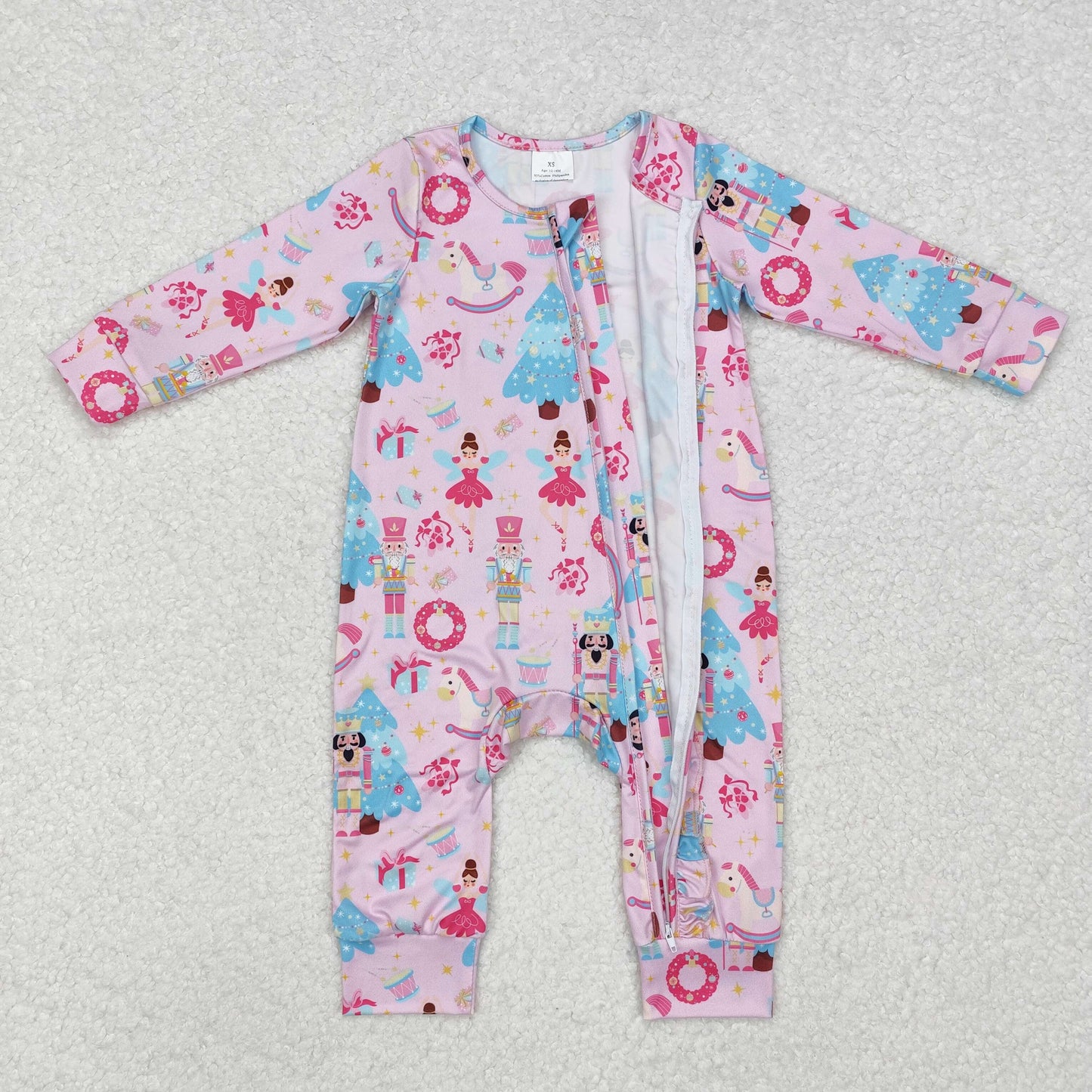 pink nutcracker ballet Christmas baby girl sleeper