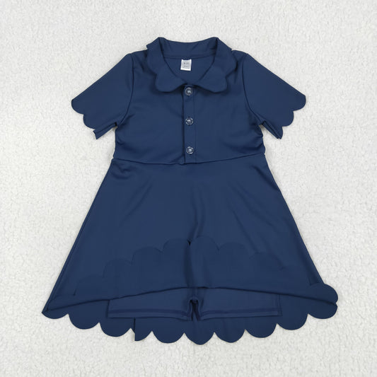 solid navy blue athletic yoga dress