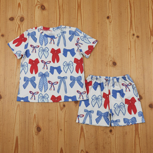 red white blue coquette shorts set 4th of july girls clothing