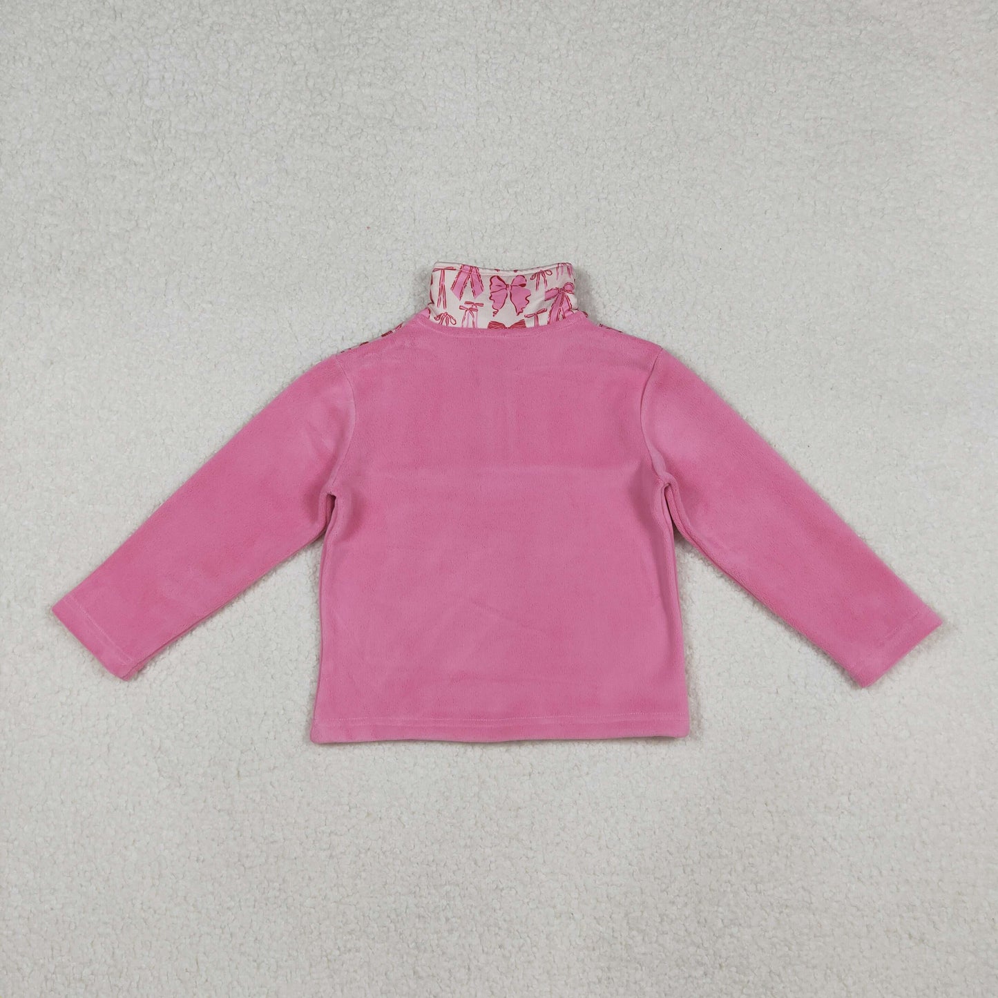 winter baby girl pink bow coquette zip fleece pullover