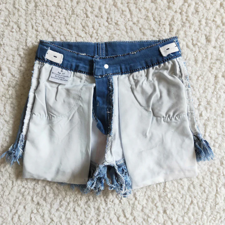 NC0003 USA Warehouse Star Stripe 4th of July Girl Denim Shorts