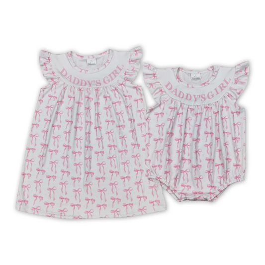 Daddy's Girl Pink Bows Print Sibling Clothes