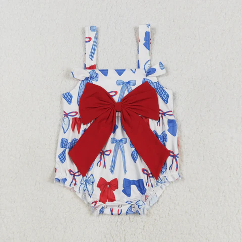 SR2606 USA Warehouse Red White Blue Bow Girl Bubble