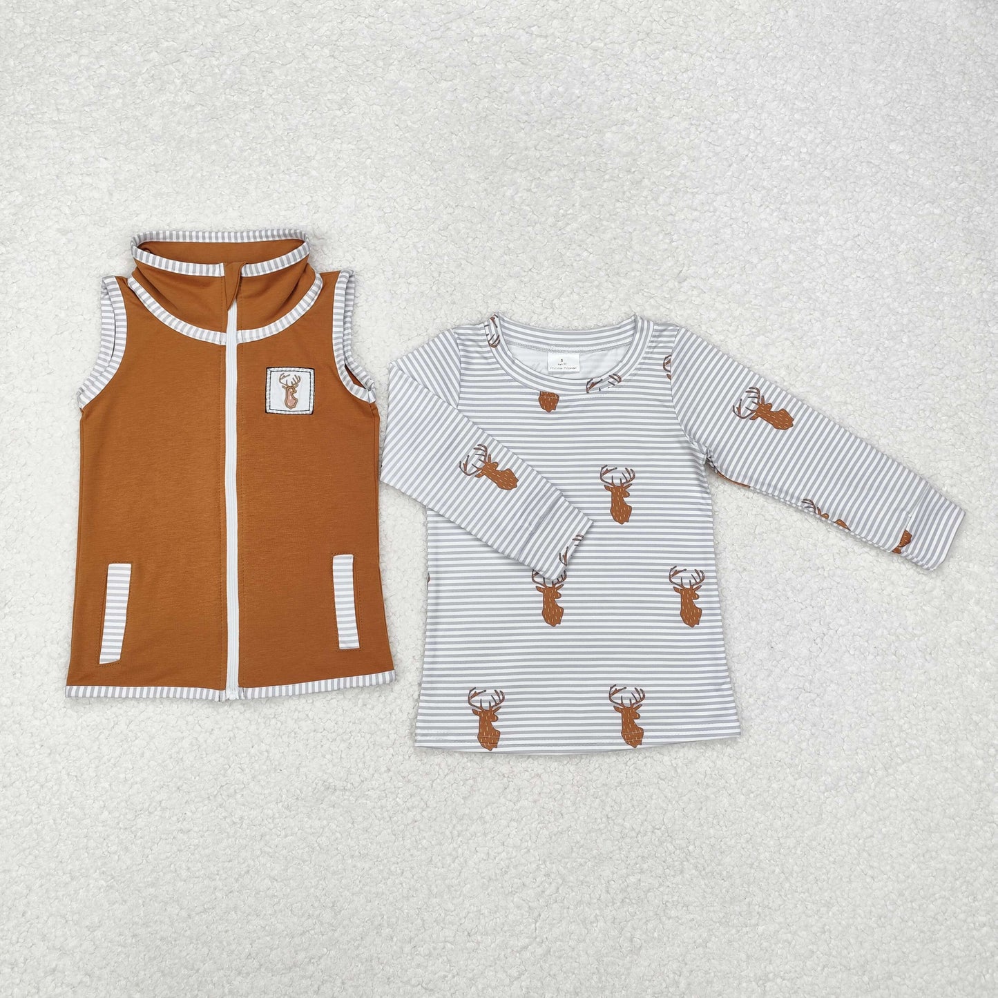 baby boy deer clothing two piece vest with shirt