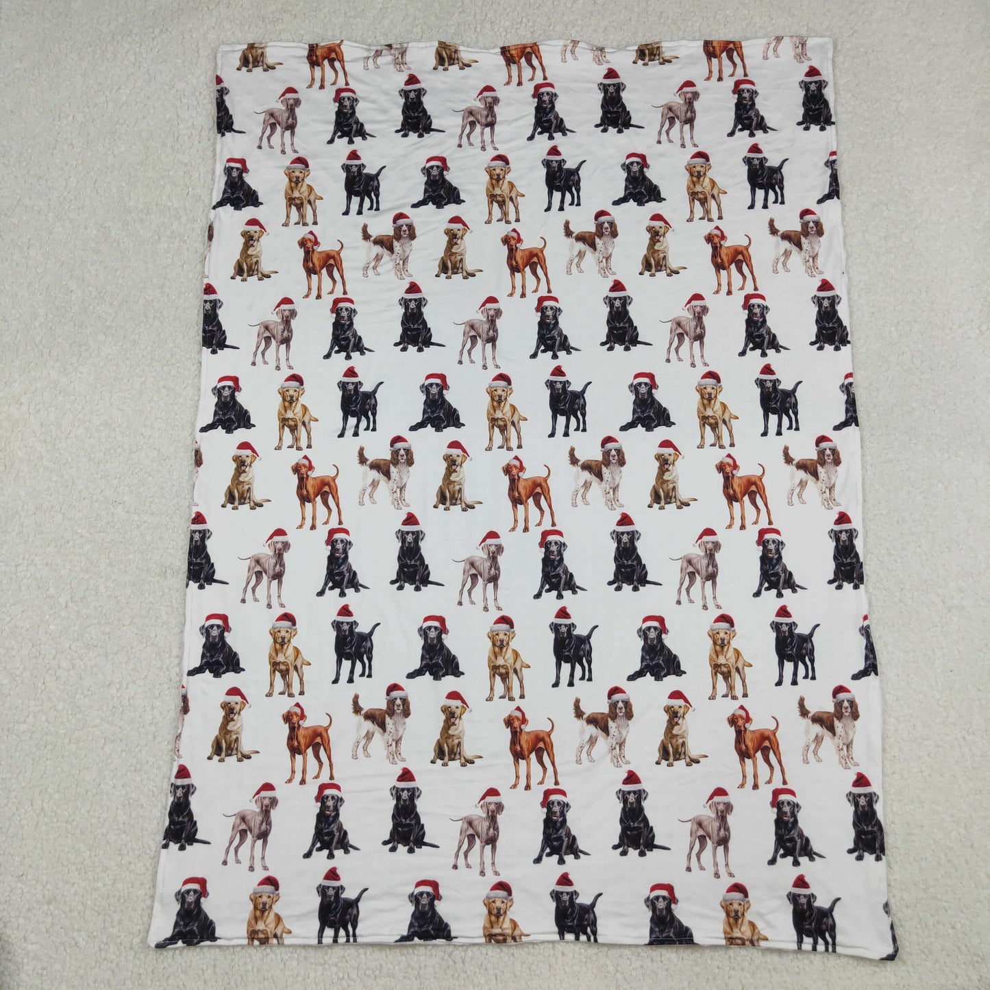 santa dog print Christmas baby blanket
