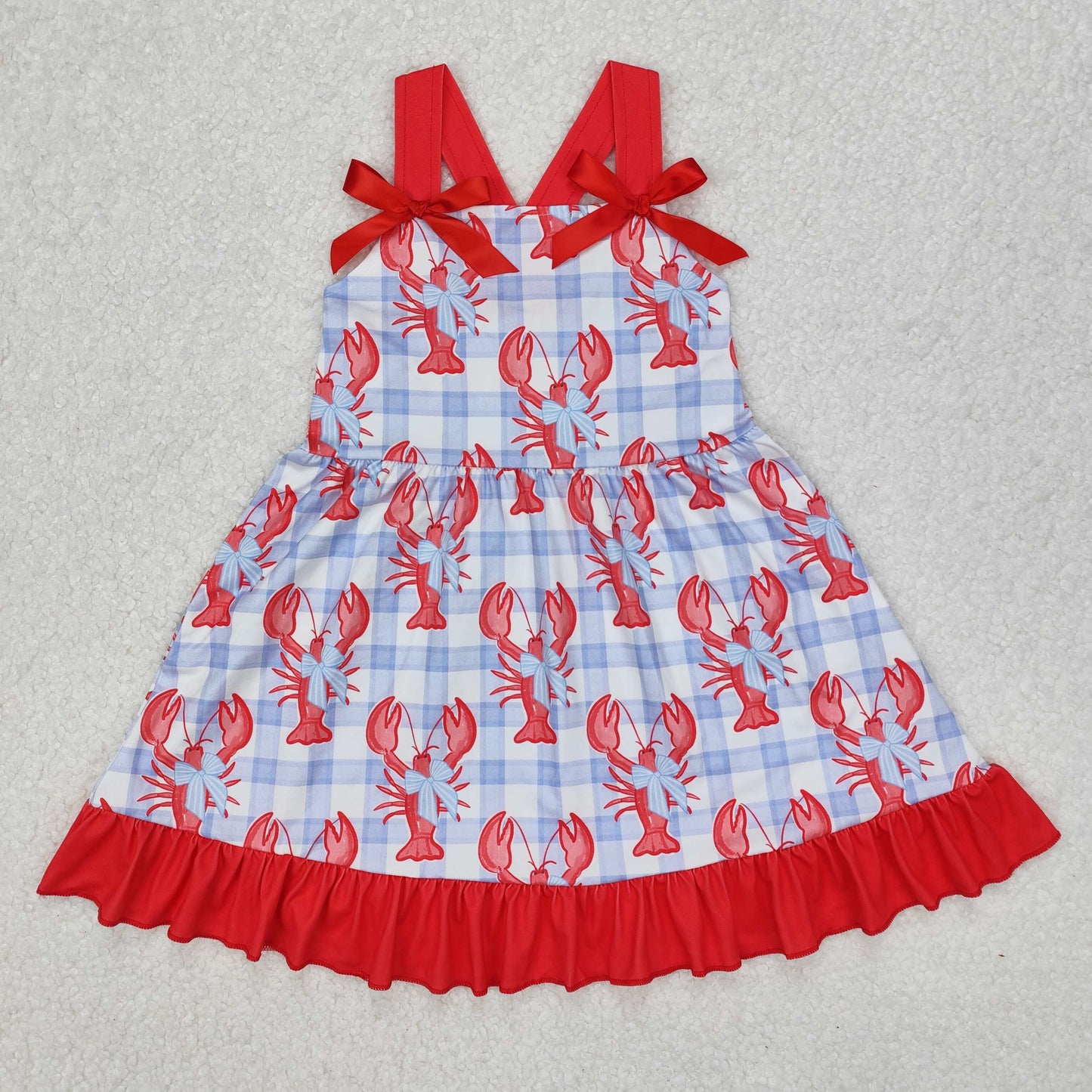 strap plaid crawfish baby girl dress kids dresses